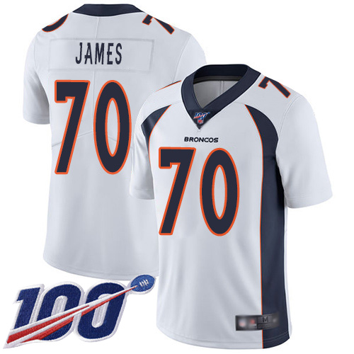 Men Denver Broncos #70 Ja Wuan James White Vapor Untouchable Limited Player 100th Season Football NFL Jersey